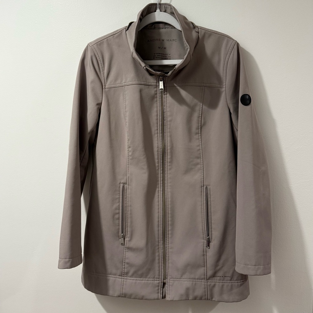 Andrew Marc Tan Water & Wind Repellent 4-way Stretch Softshell Coat